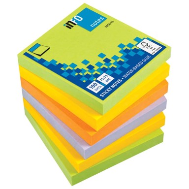 GLOBAL NOTES Samoljepljivi blok 75x75 mm 100 listova neon sortirano 5854-76