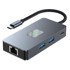 SLOMART USB-C hub adapter 7u1 (HDMI, USB, SD/TF, RJ45, PD), siva