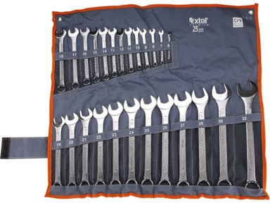 EXTOL PREMIUM Set kombiniranih ključeva 6334, 25 kom, 6–7–8–9–10–11–12–13–14–15–16–17–18–19–20–21–22–23–24–25–26–27–28–29–30–32 mm, polirani, CrV