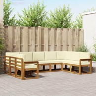 Set vanjskih sofa, 9 kom, s jastucima, prirodna i krem