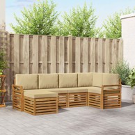 Set sofa s jastucima 6 kom. od masivnog drva akacije, prirodni i bež