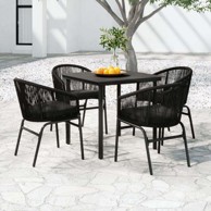 Vrtna garnitura, 5-dijelni set crni, dužina stola 80 cm, crna