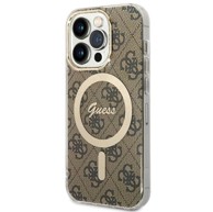 GUESS Maska IML 4G MagSafe, za iPhone 15 Pro, smeđa