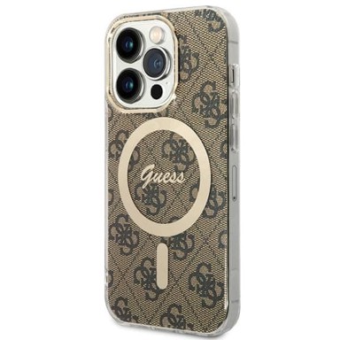 GUESS Maska IML 4G MagSafe, za iPhone 15 Pro, smeđa