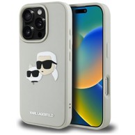 KARL LAGERFELD HC 3D Silikonska maskica s dvostrukim glavama za iPhone 16 Pro Max Bež