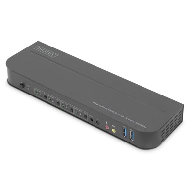 DIGITUS KVM-Switch 4-Port 4K60Hz, 4xDP in, 1xDP/HDMI out