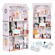 ECOTOYS Drvena kućica za lutke Alice s namještajem