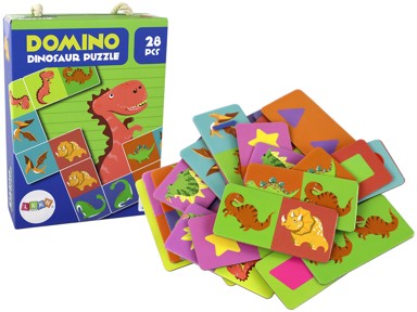 Domino logičke puzzle, 28 komada, motiv dinosaura