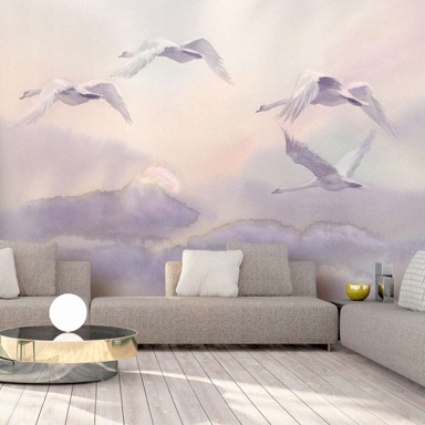 Samoljepljiva foto tapeta Flying Swans 343x245