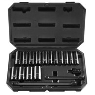 VEVOR Set udarnih nasadnih ključeva, 18 komada, duboki metrički 8-22 mm, crni