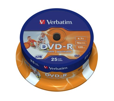 VERBATIM DVD-R medij, 4.7 GB, 16x, printable, 25 kom