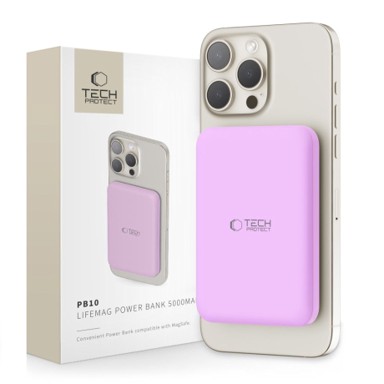 TECH-PROTECT LifeMag Powerbank PB10, 5. 000 mAh, MagSafe, ljubičasta