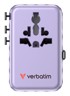 VERBATIM Putni adapter CHARGE N TRAVEL, 100 W, ljubičasti