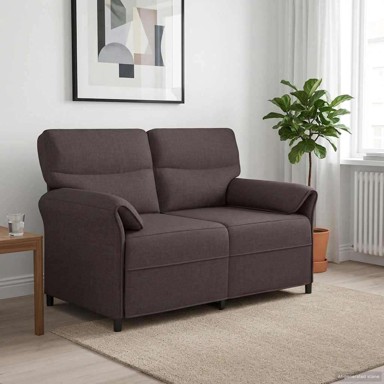 Sofa, 2-sjed, 120 cm, 100% poliester, metalna konstrukcija, MDF, šperploča, tamnosmeđa