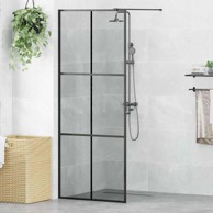 Zid za walk-in tuš, 80 x 195 cm, staklo otporno na udarce, crna