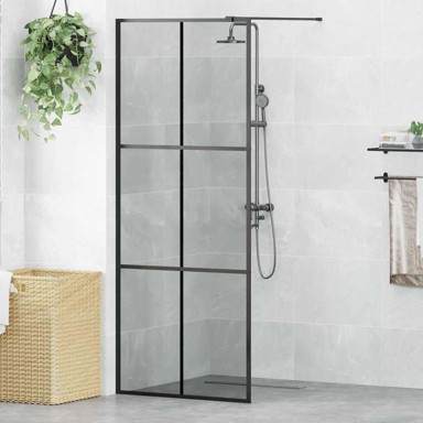 Zid za walk-in tuš, 80 x 195 cm, staklo otporno na udarce, crna