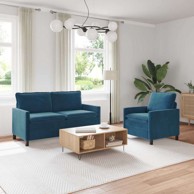 Set sofa, 2-dijelni, baršun, plavi