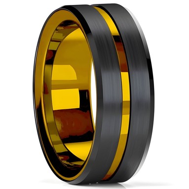 Prsten AR-32121 KP32121, 59 mm, crno-zlatni