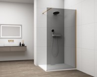 POLYSAN Tuš ploča ESCA, Walk-In, 1200 mm, dimljeno staklo, Antidrop, zlatna mat