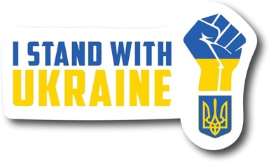 NIKCORP Naljepnice I Stand with Ukraine 5 kom, plavo-žuta