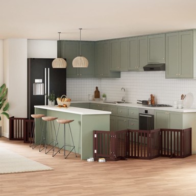 Vrata za pse s vratašcima 15 panela sklopiva 750 cm drvo topole