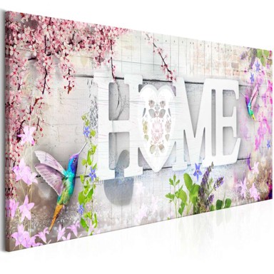 Slika Home and Hummingbirds Pink Narrow 150x50