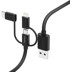 HAMA Adapter 3 u 1 USB-A na Micro USB / USB-C / Lightning, 1.5 m, crni