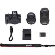 CANON Mirrorless fotoaparat EOS R50, RF-S 18-45 IS STM + RF-S 55-210mm F5-7.1 IS STM Kit, crni
