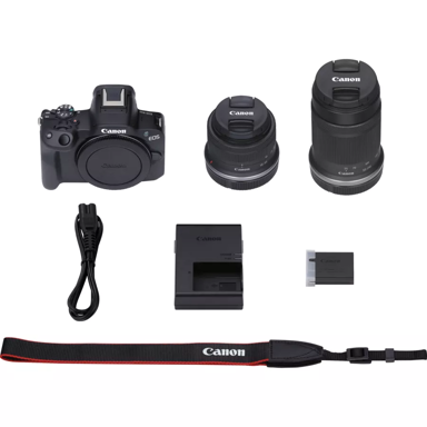 CANON Mirrorless fotoaparat EOS R50, RF-S 18-45 IS STM + RF-S 55-210mm F5-7.1 IS STM Kit, crni
