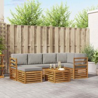 Set sofa 7 kom čvrsto drvo akacije, prirodna i svijetlo siva