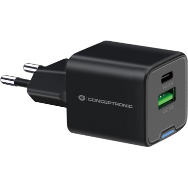 CONCEPTRONIC Punjač 2 porta Gan USB-C/USB-A 20 W Pd 3.0 Pps