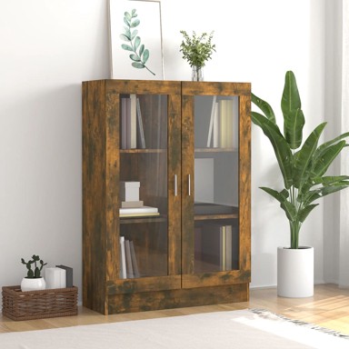 Vitrina boja dimljenog hrasta 82,5 x 30,5 x 115 cm drvena