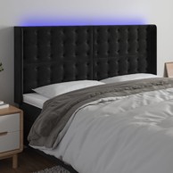 LED uzglavlje crno 163 x 16 x 118/128 cm baršunasto