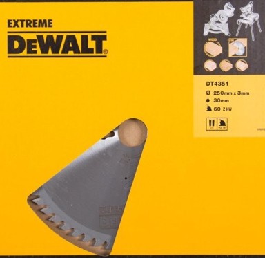 DEWALT List kružne pile s tvrdim metalom za drvo 250 x 30 mm, 60 zubi, ATB