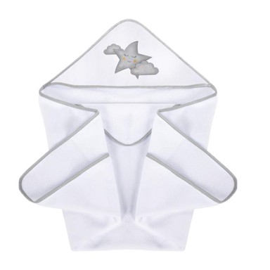 ALBERO MIO Ručnik sa kapuljačom 100x100cm, bijelo/sivi