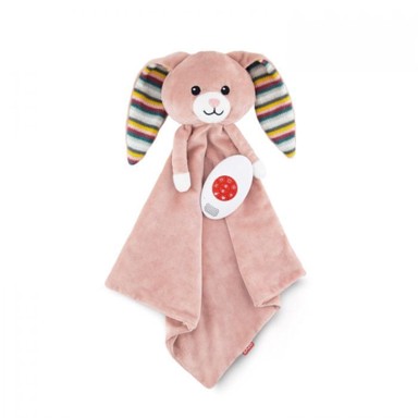 ZAZU Dekica s umirujućim zvukovima, dječja, meka, zečica Becky, ružičasta