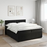 Boxspring krevet s madracem 200 x 200 cm od baršuna, crni