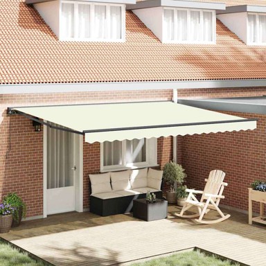 Skrovita tenda 450 x 300 cm poliester i metal ručna, krema