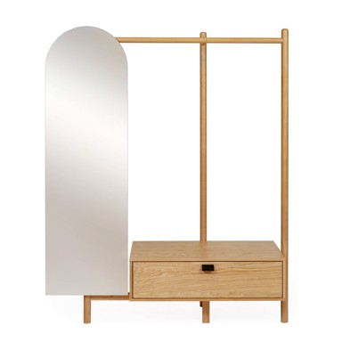 WOODMAN Element za hodnik od hrastovog drveta s ogledalom Tripod