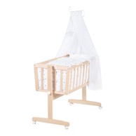 ROBA Kolijevka od masivne bukve na kotačićima/s baldihanom 40x90 cm u prirodnoj boji