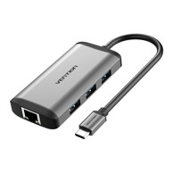 VENTION Docking stanica 6 in 1 USB-C do HDMI, 3x USB3.0, RJ45, PD, CNCHB 0,15m, siva