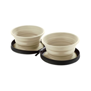 HUNTER Putna silikonska posuda s torbicom List bež, 2x750 ml