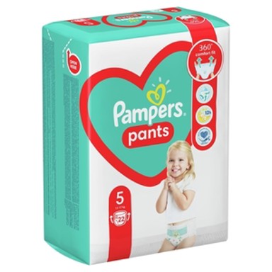 PAMPERS Pelene gaćice, Pants, veličina 5, 12–17 kg, 22 kom