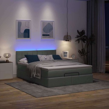 Otomanski krevet s madracem, tamnosivi, 140x190 cm, blok s kvadratima