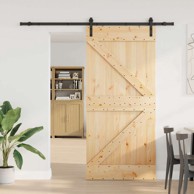 Klizna vrata Narvik, 90 x 210 cm, 213,5 cm, prirodna i crna