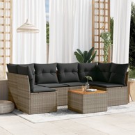 7-dijelni set vrtnih sofa sivi od poliratana