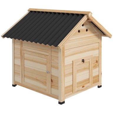 HOMESTAR Kućica za patke s 2 ulaza i 2 rampe 78 x 90 x 92 cm, prirodna i crna