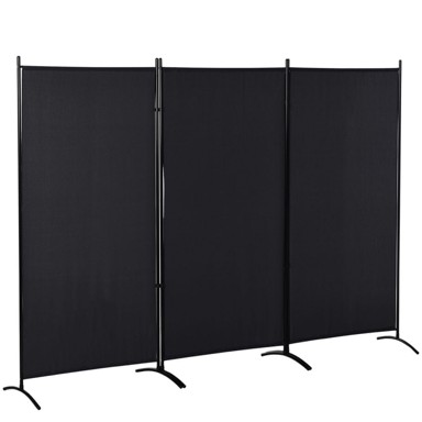 HOMESTAR Pregrada za sobu, zaslon za privatnost, 3 panela, 253x182x50 cm, crna