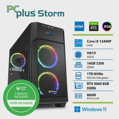 PCPLUS Stolno računalo Storm / Intel Core i5-12400F, 16 GB, 1 TB SSD, RTX 4060, Windows 11 Home