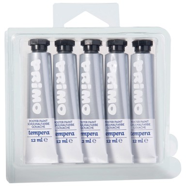 CMP Tempera boja 12 ml, aluminijska tuba, 5 kom, srebrna, blister